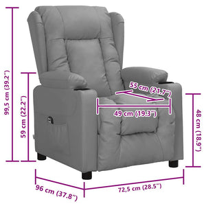 vidaXL Recliner with Lift Grey Faux Leather