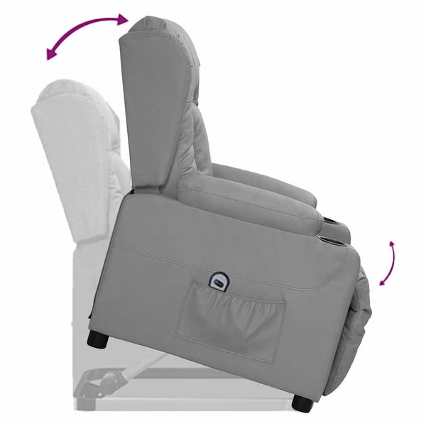 vidaXL Recliner with Lift Grey Faux Leather