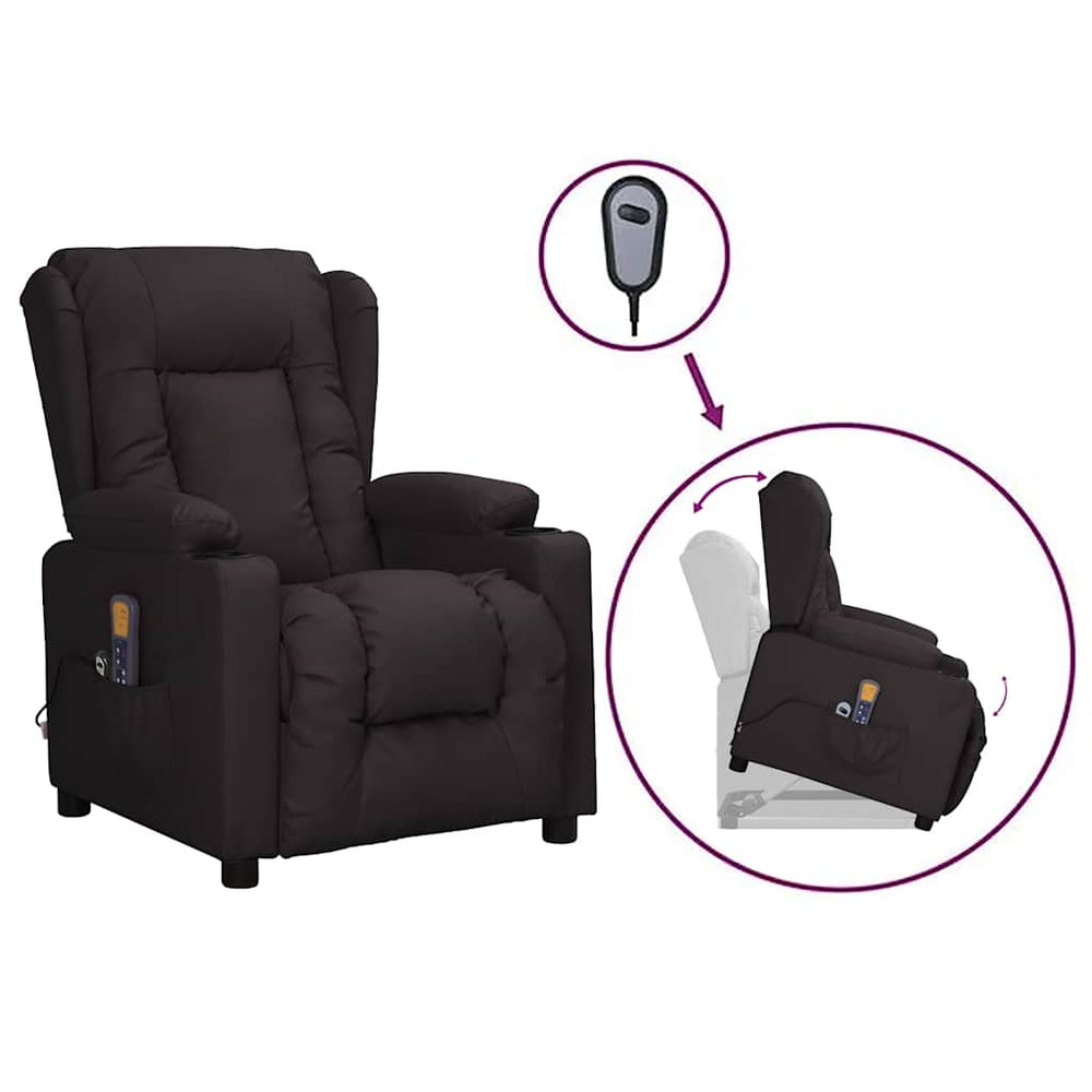 vidaXL Massage Recliner with Lift Function Black Faux Leather