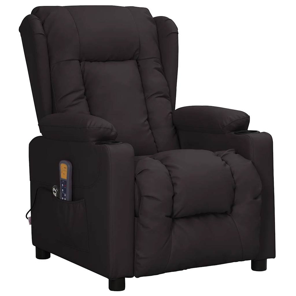 vidaXL Massage Recliner with Lift Function Black Faux Leather