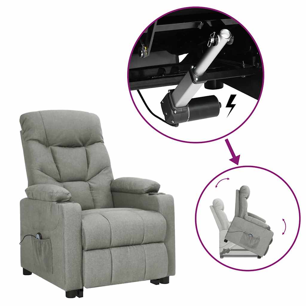 vidaXL Recliner Light Grey Fabric