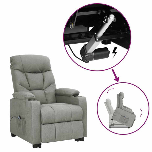 vidaXL Recliner Light Grey Fabric