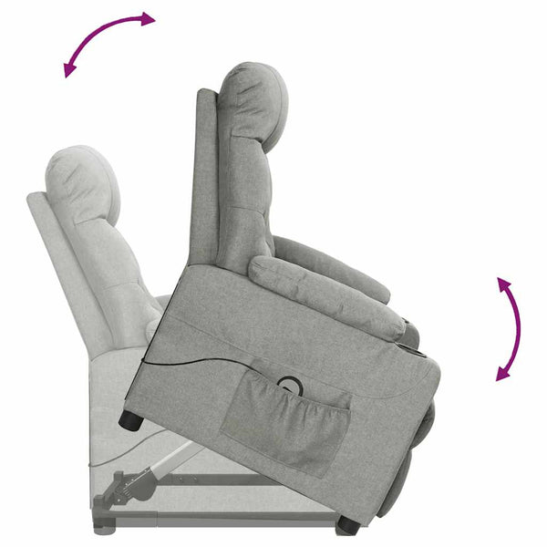 vidaXL Recliner Light Grey Fabric