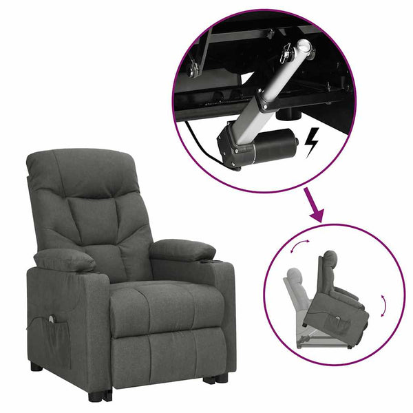vidaXL Recliner Dark Grey Fabric