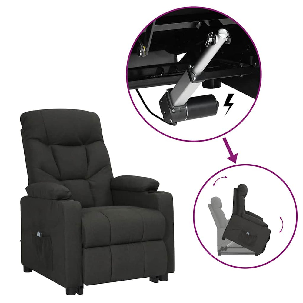 vidaXL Recliner Black Fabric