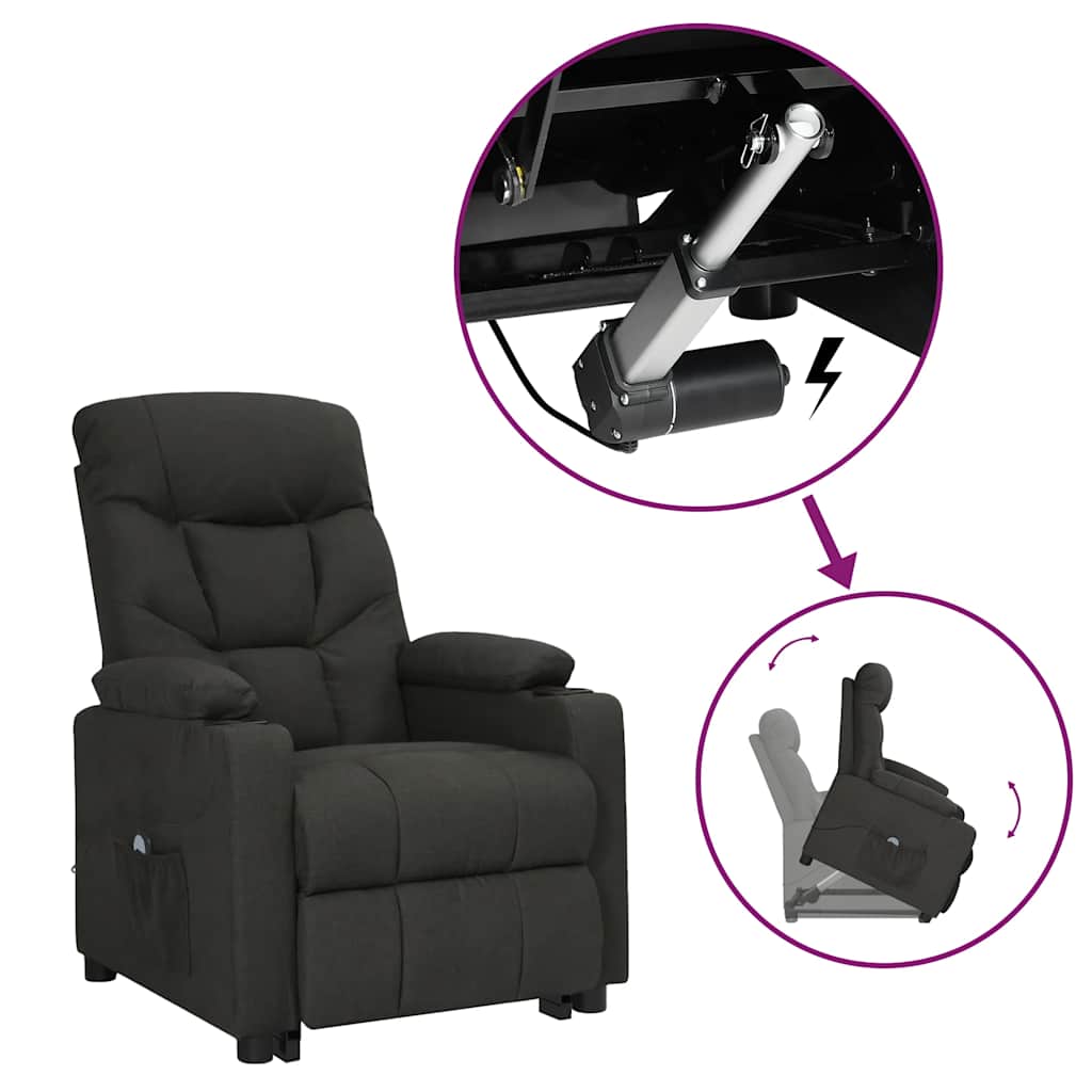 vidaXL Recliner Black Fabric