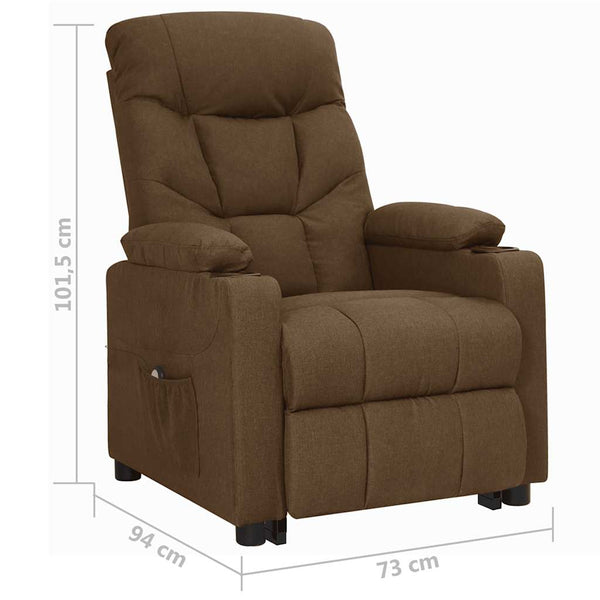vidaXL Recliner Brown Fabric