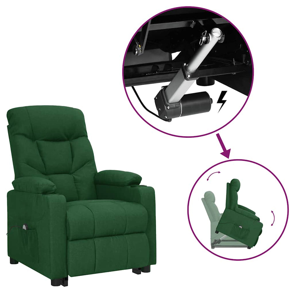 vidaXL Recliner Dark Green Fabric