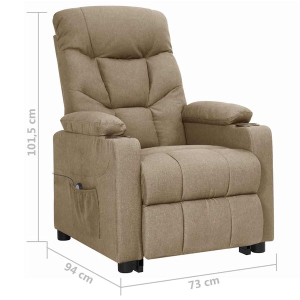 vidaXL Recliner Taupe Fabric