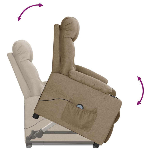vidaXL Recliner Taupe Fabric