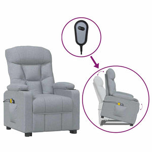 vidaXL Massage Recliner with Lift Function Light Grey Fabric
