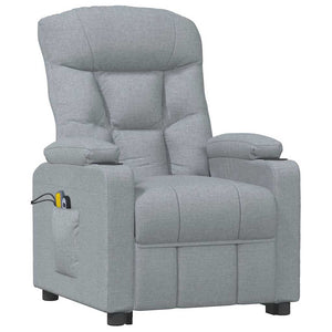 vidaXL Massage Recliner with Lift Function Light Grey Fabric