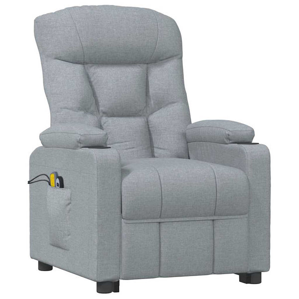 vidaXL Massage Recliner with Lift Function Light Grey Fabric
