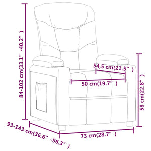 vidaXL Massage Recliner with Lift Function Light Grey Fabric