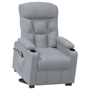 vidaXL Massage Recliner with Lift Function Light Grey Fabric