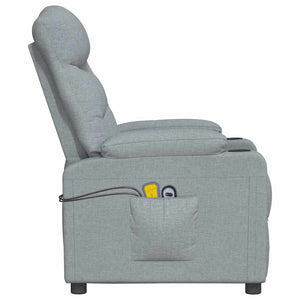 vidaXL Massage Recliner with Lift Function Light Grey Fabric