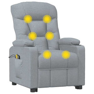 vidaXL Massage Recliner with Lift Function Light Grey Fabric