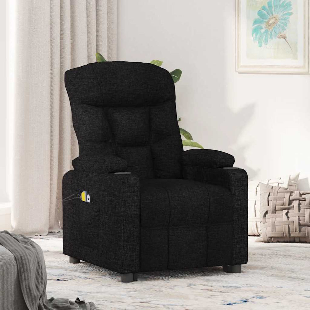 vidaXL Massage Recliner with Lift Function Black Fabric