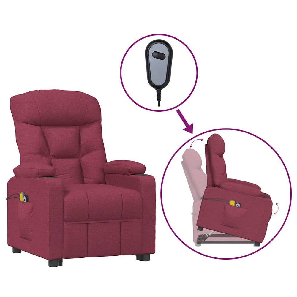 vidaXL Massage Recliner with Lift Function Wine Red Fabric