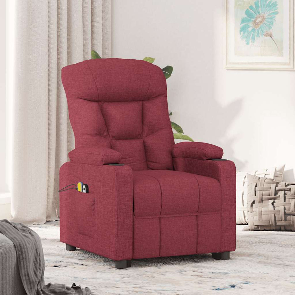 vidaXL Massage Recliner with Lift Function Wine Red Fabric