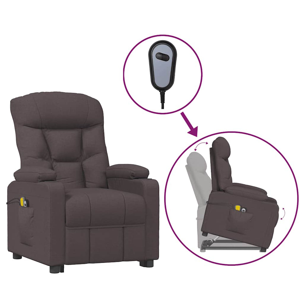 vidaXL Lift Recliner Dark Brown Fabric