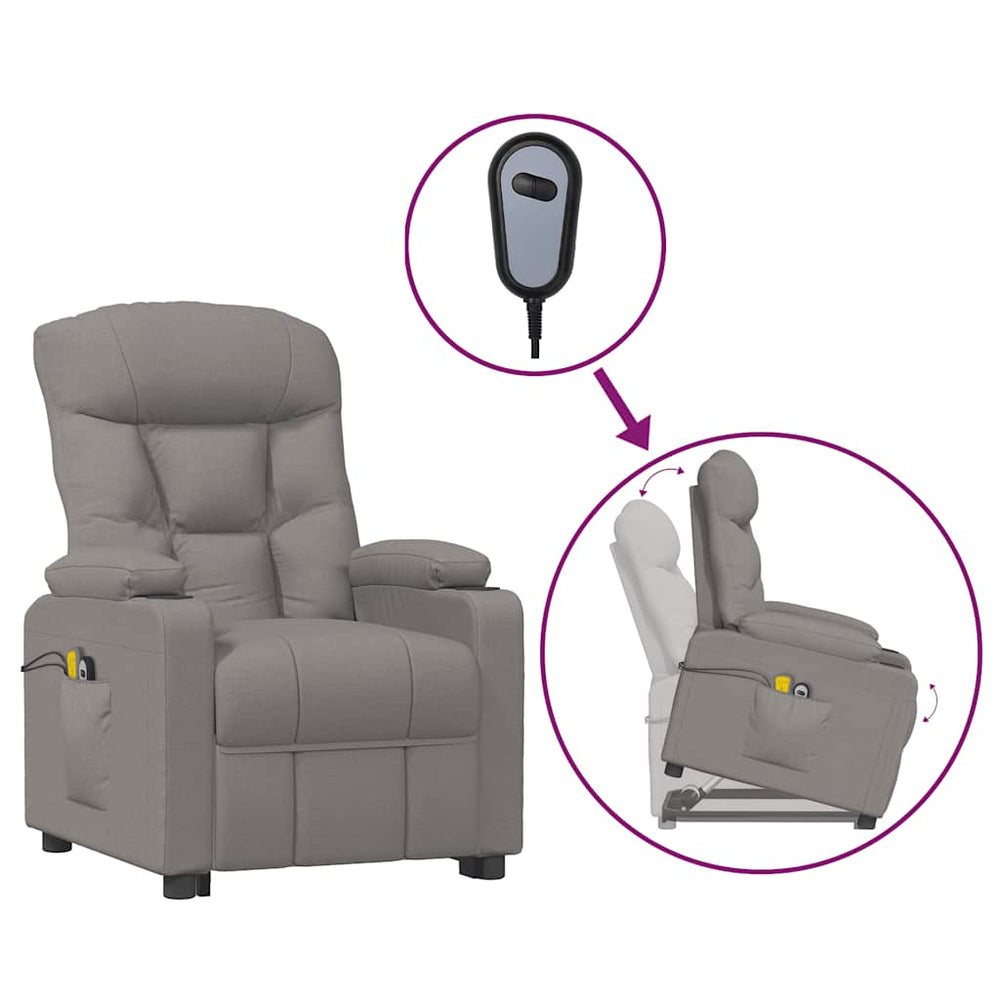 vidaXL Massage Recliner with Lift Assistance Taupe Fabric