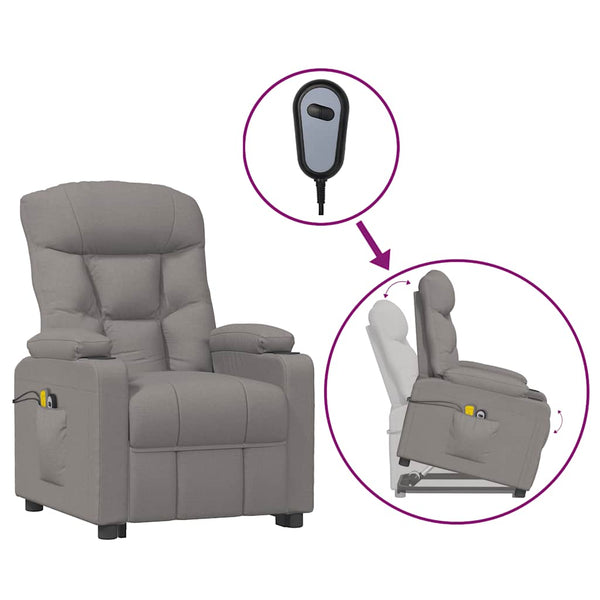 vidaXL Massage Recliner with Lift Assistance Taupe Fabric