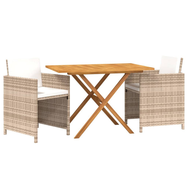 vidaXL 3-Piece Garden Dining Set with Cushions Beige