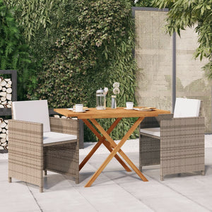 vidaXL 3-Piece Garden Dining Set with Cushions Beige