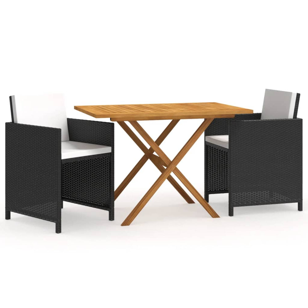 vidaXL 3-Piece Garden Dining Set with Cushions Black