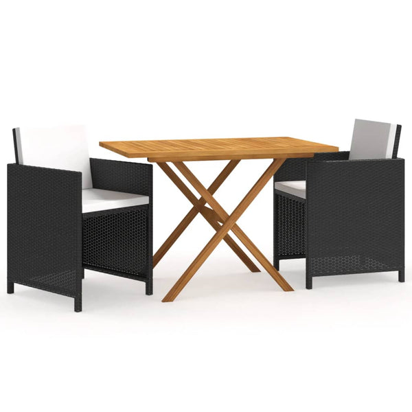 vidaXL 3-Piece Garden Dining Set with Cushions Black