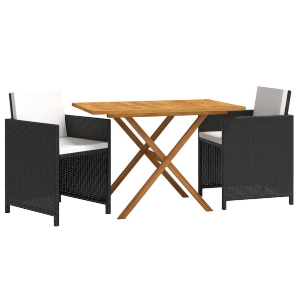 vidaXL 3-Piece Garden Dining Set with Cushions Black