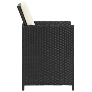 vidaXL 3-Piece Garden Dining Set with Cushions Black