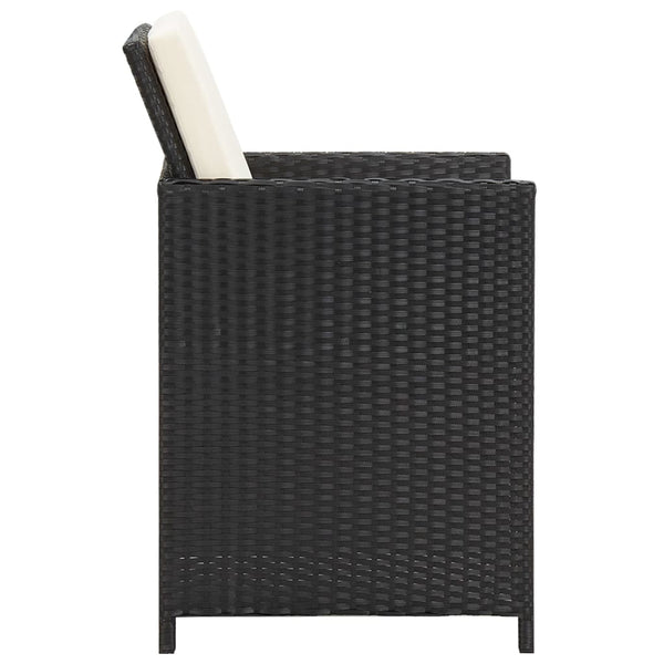 vidaXL 3-Piece Garden Dining Set with Cushions Black