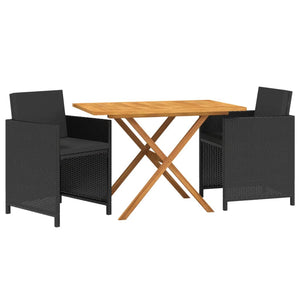 vidaXL 3-Piece Garden Dining Set with Cushions Black