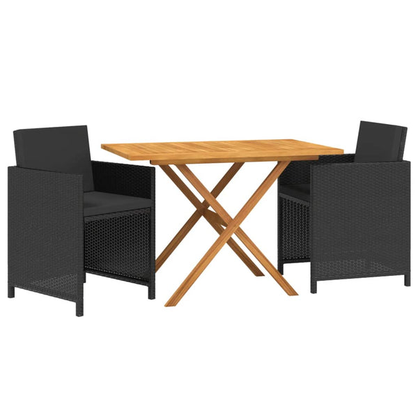 vidaXL 3-Piece Garden Dining Set with Cushions Black