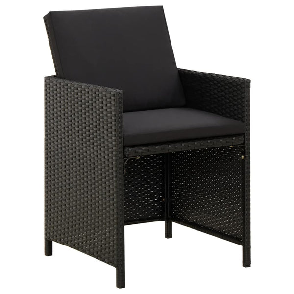 vidaXL 3-Piece Garden Dining Set with Cushions Black