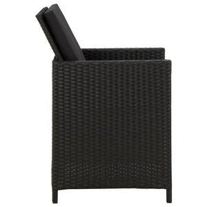 vidaXL 3-Piece Garden Dining Set with Cushions Black