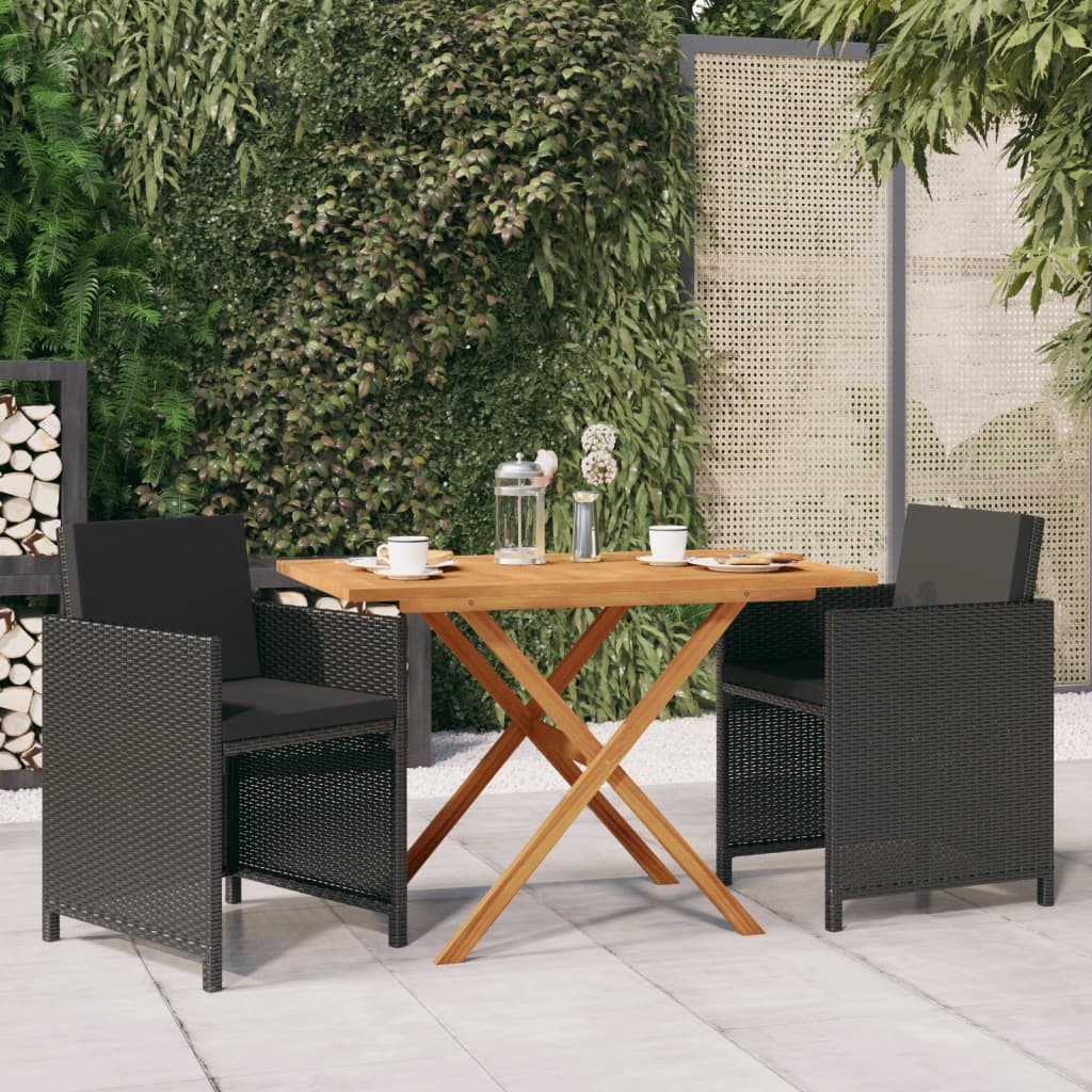 vidaXL 3-Piece Garden Dining Set with Cushions Black