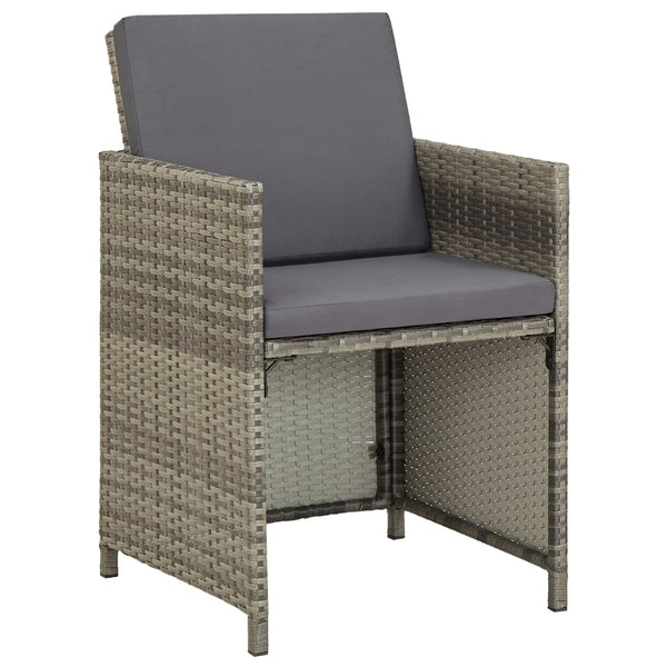 vidaXL 3-Piece Garden Dining Set with Cushions Grey