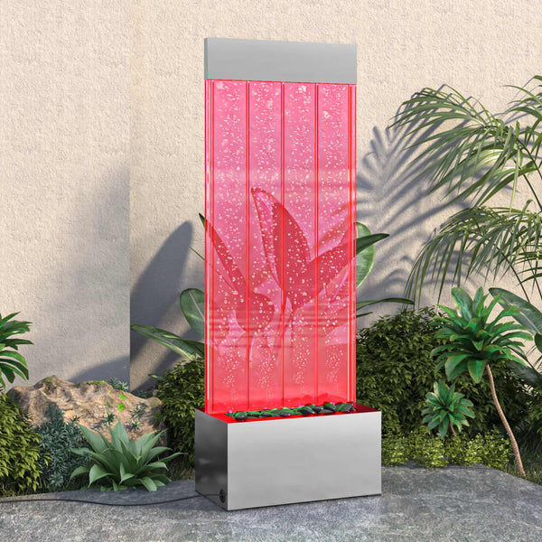 vidaXL Water Feature with RGB LEDs Stainless Steel and Acrylic 110 cm