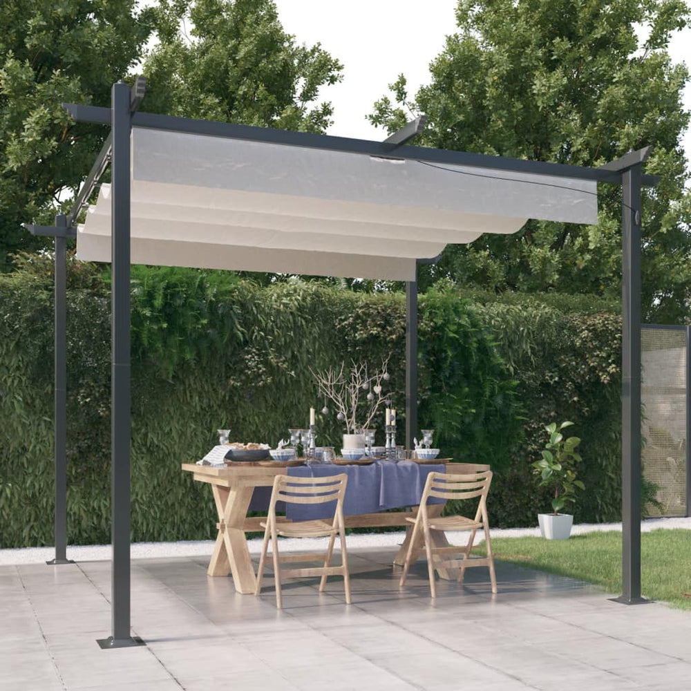 vidaXL Pavilion with Retractable Roof 3x3 m Cream