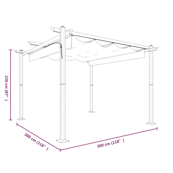 vidaXL Pergola with Retractable Roof 3x3 m Anthracite