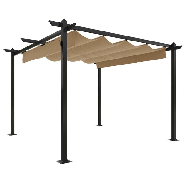 vidaXL Gazebo with Retractable Roof 3x3 m Taupe