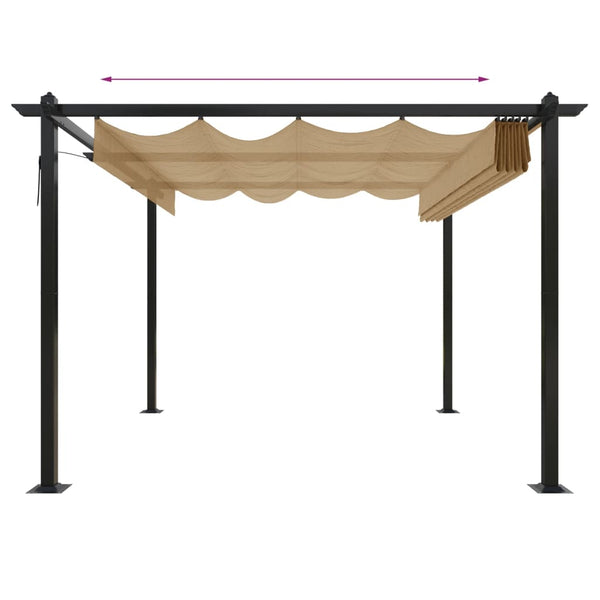 vidaXL Gazebo with Retractable Roof 3x3 m Taupe