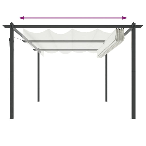 vidaXL Gazebo with Retractable Roof 4x3 m Cream