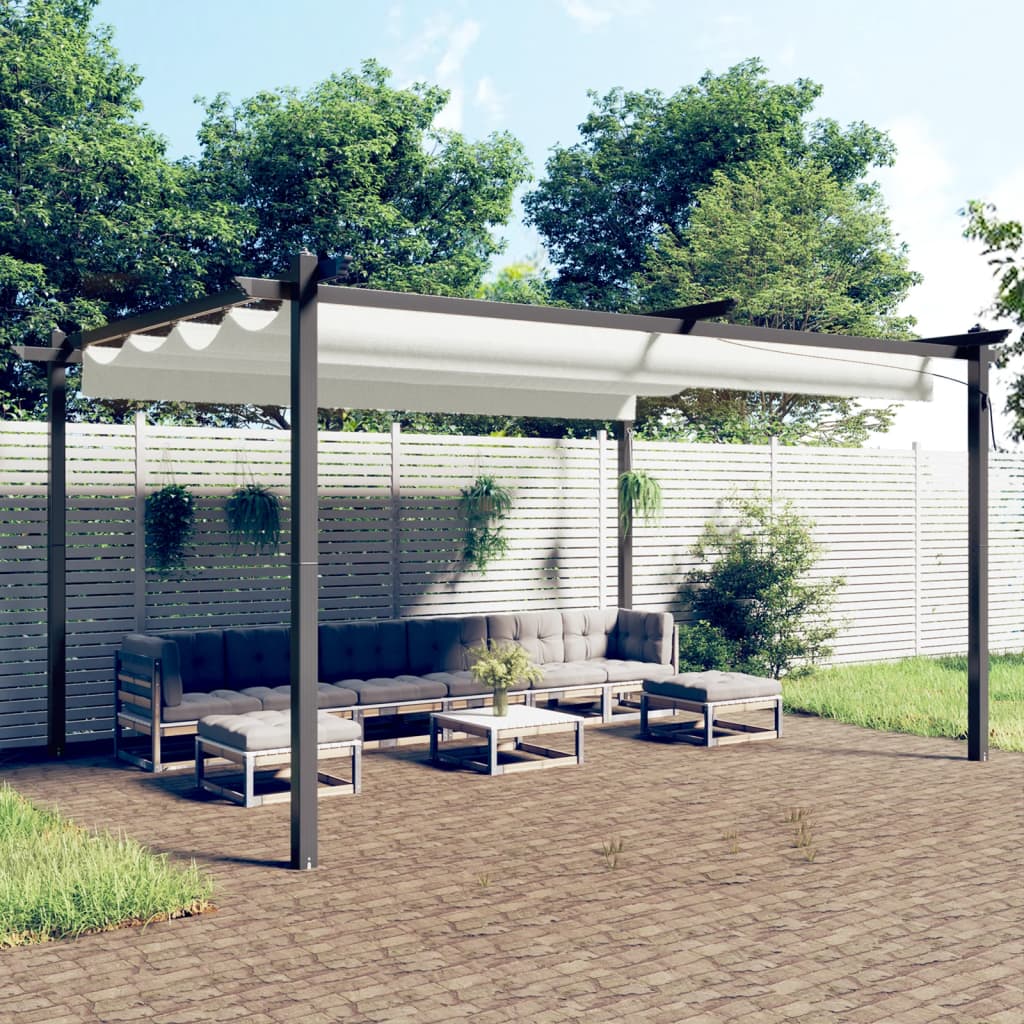vidaXL Gazebo with Retractable Roof 4x3 m Cream