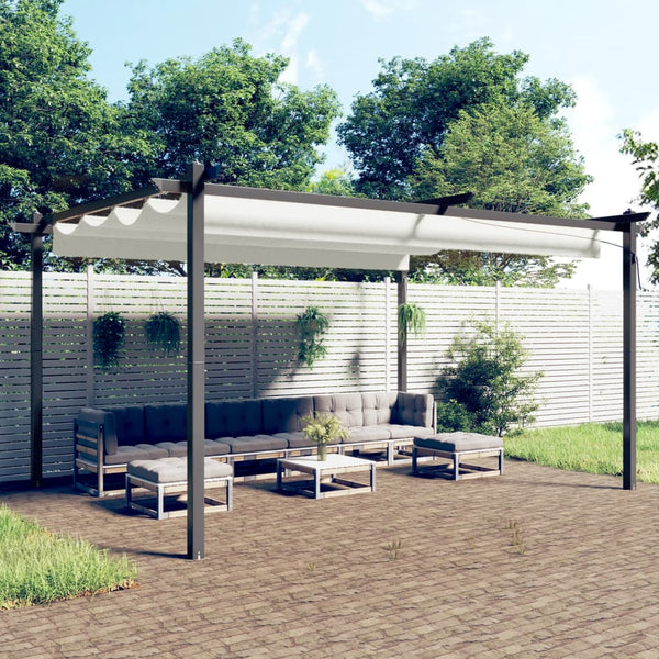 vidaXL Gazebo with Retractable Roof 4x3 m Cream