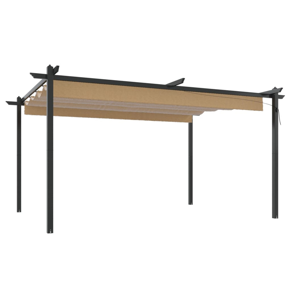 vidaXL Pergola with Retractable Roof 4x3 m Taupe