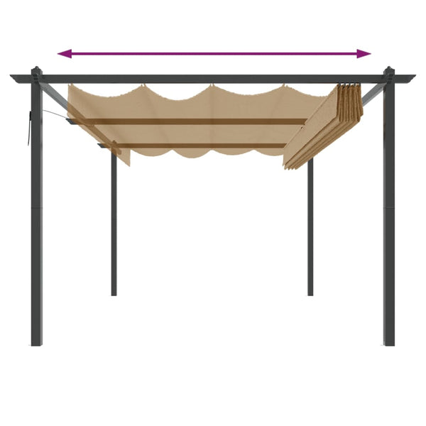 vidaXL Pergola with Retractable Roof 4x3 m Taupe